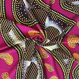 ITY African Print Fabric Stream (13-2) Polyester Lycra Knit Jersey 2 Way Spandex Stretch 58" Wide