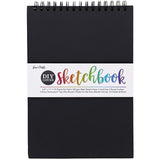 Genie Crafts 2-Pack Spiral DIY Cover Sketchbook, Black Paper Sketch Pad, 75 Sheets Each, 8 x 11 Inches