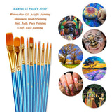 BOSOBO Paint Brushes Set, 2 Pack 20 Pcs Round Pointed Tip Paintbrushes Nylon Hair Artist Acrylic Paint Brushes for Acrylic Oil Watercolor, Face Nail Art, Miniature Detailing & Rock Painting, Blue