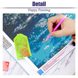 5D Lake Diamond Painting , Diamond Painting Moon Kits for Adults，DIY Full Drill Crystal Rhinestone Arts and Crafts, Gem Art Paints with Diamond Home Wall Decor 27.5 X 15.7inch