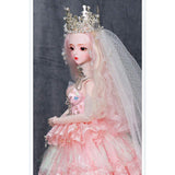 1/3 BJD Doll Toys 34 Moveable Joints with BJD Wedding Dress Wigs Shoes Makeup DIY Handmade Toys,Pink