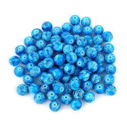 Navifoce Artistic Marble Design Various Color Round Loose Beads for Jewelry Making Craft,8mm Diameter (Blue)