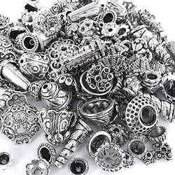 eCrafty EC-5003 70-Piece Bali Style Jewelry Making Metal Bead Caps Deluxe New Mix, 100gm, Silver