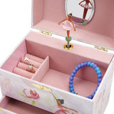 Jewelkeeper Ballerina and Roses Girl's Musical Jewelry Box, 2 Pullout Drawers, Swan Lake Tune