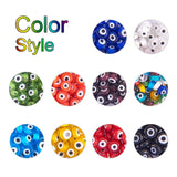 NBEADS 350 Pcs 8mm Mixed Color Handmade Evil Eye Lampwork Beads, 9 Assorted Colors Flat Round Lampwork Spacer Beads DIY Crafts Evil Eye Charms with Container for DIY Bracelets Necklace Jewelry Making