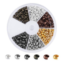 Pandahall 1Box Iron Half Round Open Crimp Beads Covers Knot Covers Beads End Tips for Jewelry Makings Nickel Free
