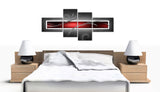 Red Black Grey Abstract Canvas Wall Art Pictures - Split Panel Set - XL - 160cm / 63" Wide