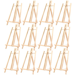 12-Pack of Tabletop Easels - Wood Easel, Mini Easels for Tabletop Painting, Standing Easel, Brown - 9 x 14.8 Inches