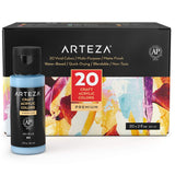 Arteza Craft Acrylic Paint, Set of 20 Colors, 60 ml Bottles, Water-Based, Matte Finish, Blendable Paints for Art & DIY Projects on Glass, Wood, Ceramics, Fabrics, Paper & Canvas