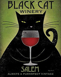 Buyartforless Black Cat Winery Salem by Ryan Fowler 14x11 Art Print Poster - Always The Purrrfect Vintage