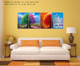 Nuolanart- 4 Seasons Modern Landscape 4 Panels Framed Canvas Print Wall Art, Ready to Hang -P4L3040X4-03