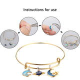 DIY Gold Charm Pendant Assorted with Expandable Bangle Adjustable Wire Bracelets for DIY Craft Jewelry Making, Extra 200 Pack Open Ring (245 Pieces, Style A)