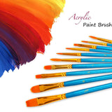 Acrylic Paint Brush Set, 6 packs/60pcs Nylon Hair Brushes for All Purpose Oil Watercolor Painting Artist Professional Kits