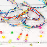 PP OPOUNT 12 Styles Friendship Bracelet Kit with String and Letter Beads, 24 Multi-Color Embroidery Floss, Elastic Nylon Cord, Braiding Disc, Findings for Friendship Bracelets, Jewelry Making