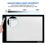 AGPtek A4 Ultra-thin Portable LED Artcraft Tracing Light Pad USB Cable + Wall Adapter Powered Brightness Control For Artists, Drawing, Sketching, Animation, X-ray Viewing, Sewing, Tattoo, Quilting