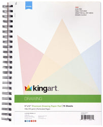 KINGART Drawing Paper Pad, Perforated, Side Wire Bound, 70 LBS. (110G), 9" X 12", 75 Sheets (Set of 2)