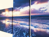 Water Art Print Painting Canvas Artwork Landscape Wave Ocean Beach Wall Art Framed Decoration Home Office Living Room Picture Decor 4 Panels (48"W x 28"H (16"x12" x2pcs, 8"x24" x2pcs, Dark Blue)
