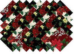 Christmas Poinsettia Holly Collection 40 Precut 5-inch Quilting Fabric Squares