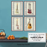 Famous Musicians Guitar - Unframed Dictionary Wall Art Print - Great Gift for Music and Rock n Roll Fans - Cool Home Decor - Lennon, Hendrix, Page, Clapton -Ready to Frame Set of 4-8x10 Vintage Photo