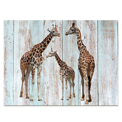 Visual Art Decor Creative Canvas Prints Wall Decor Dual View Picture on Wood Background Canvas Prints Wall Art Decor (16"x20", Giraffe)