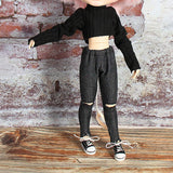 CUTICATE 12 Inch Dolls Clothes - Long Sleeve Sweater & Ripped Jeans & Hat Dress Up for 1/6 Ball Jointed Doll, for Blythe Licca Azone