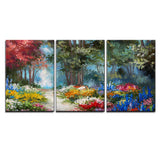 wall26 - 3 Piece Canvas Wall Art - Oil Painting Landscape - Colorful Forest - Modern Home Decor Stretched and Framed Ready to Hang - 24"x36"x3 Panels