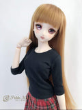 Petite Marie Japan for 1/3 Doll 23 inch 60cm SD DD BJD Round Collar Half Sleeve T-Shirt (Black)