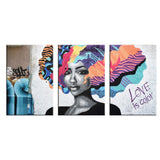 wall26 - 3 Panel Canvas Wall Art - Triptych Street Graffiti Series - Love is Color - Giclee Print Gallery Wrap Modern Home Decor Ready to Hang - 16"x24" x 3 Panels