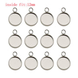 50pcs Fit 12mm Stainless Steel Round Blank Bezel Pendant Trays Base Cabochon Settings Trays Pendant Blanks for Jewelry Making DIY Findings (12mm-50pcs)