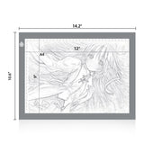 Portable A4 Tracing LED Light Box,Ultra-Thin USB Power Art-Craft LED Trace Light Pad Stepless Adjustable Light Table for Drawing, Weeding, Streaming, Sketching, Animation(Silver)