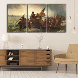 wall26 3 Panel World Famous Painting Reproduction on Canvas Wall Art - George Washington Crossing The Delaware by Emanuel Leutze - Modern Home Decor Ready to Hang - 16"x24" x 3 Panels