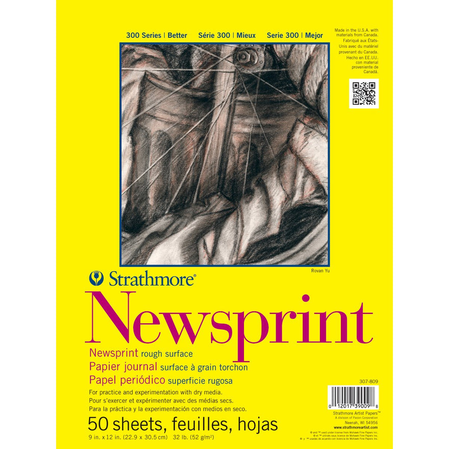 Strathmore 307-18 300 Series Newsprint Pad, Smooth 18"x24" Tape Bound, 50 Sheets