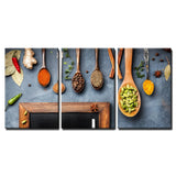 wall26 - Spices on Kitchen Table - Canvas Art Wall Decor - 24"x36"x3 Panels