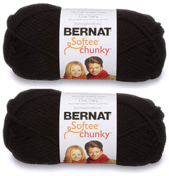 2-Pack - Bernat Softee Chunky Yarn, Black, Single Ball
