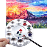 COMIART Metal 10 Well Round Artist Watercolours Paint Mixing Palette Tray,Pack of 2