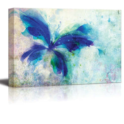 wall26 Beautiful Blue Butterfly on a Vintage Watercolor Background - Canvas Art Home Decor - 16x24 inches