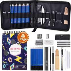 Drawing Pencils Sketch Art Set-34PCS Drawing and Sketch Set Includes Drawing Book with 40 Thicker Sketch Papers (7x10", 160g/m²), Graphite and Charcoal Pencils, Art Supplies for Kids Teens Adults
