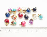 Dandan DIY 16pcs 12mm(0.48'') Colorful Mix Lots Assorted-Colors Antique Charms Glass Ball with Tiny Shiny Rhinestone Beads Pendant Craft Accessory Diy Necklace Bracelet Craft Jewelry Making Supply