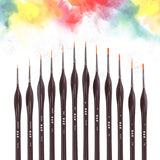 H & B Miniature Detail Paint Brushes Set 12-Piece Tiny Professional Micro Fine Brushes for Detailing, Rock Painting, Acrylic, Watercolor, Oil Painting