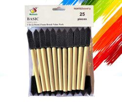 PANCLUB Paint Foam Brush Value Pack Value Pack 1 Inch - 25 Pack | with Wood Handles | Great for Art, Varnishes, Acrylics, Stains, Crafts
