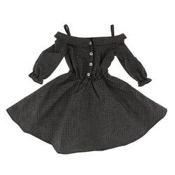 MonkeyJack Fashion Plaid Checked Shoulder Strap Dress for 1/3 BJD SD LUTS Dollfie Doll Clothes Black