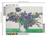NIHO-JIUMA Van Gogh Diamond Painting Kits Purple Iris in a Bottle,5D DIY Round Diamond Art Kits Canvas Painting Gift for Adult,Home Decor(40x50cm/16x20 Inches)