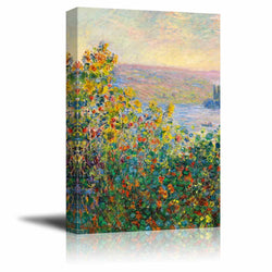 Flower Beds at V¨¦theuil by Claude Monet - Canvas Print Wall Art Famous Painting Reproduction - 24" x 36"