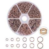 PandaHall Elite 900 Pcs 6 Sizes 4/5/6/7/8/10mm Iron Split Rings Double Loop Jump Ring for DIY Jewelry Making Red Copper