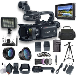 Canon XA11 Compact Full HD Camcorder with HDMI and Composite Output Professional Bundle. Includes Extra Battery, Case, LED Light, External Monitor, Mic, Tripod and More