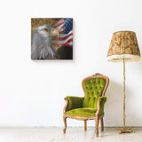 Canvas Wall Art Square Artworks for Bedroom Living Room Home Decor,3D Elag Animal The Flag of American Artwork for Wall,Stretched by Wooden Frame,Ready to Hang,24 x 24 Inch