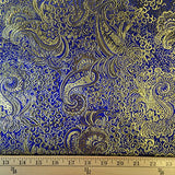 Metallic Paisley Brocade Fabric 60" By Yard in Red Yellow White Purple Blue (Royal Blue / Gold)