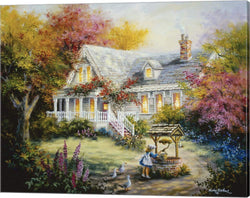 The Wishing Well by Nicky Boehme Canvas Art Wall Picture, Gallery Wrap, 23 x 18 inches
