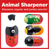 Faber-Castell Jumbo Graphite Pencil Back to School Set - 4 Jumbo Pencils (Blue/Green) & Fish Pencil Sharpener