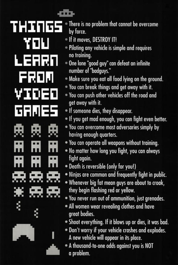 Things You Learn from Video Games Poster Print Poster Poster Print, 24x36